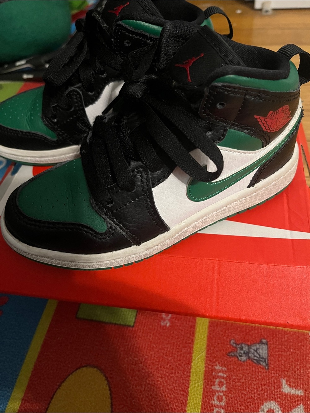 Jordan Kids' High-Top Sneakers - Black, Green & White